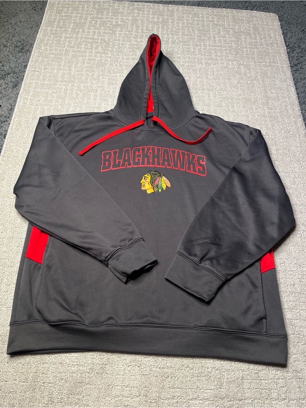 NHL Chicago Blackhawks Gray Pullover Sweatshirt Hoodie Mens XL Jersey Vintage I